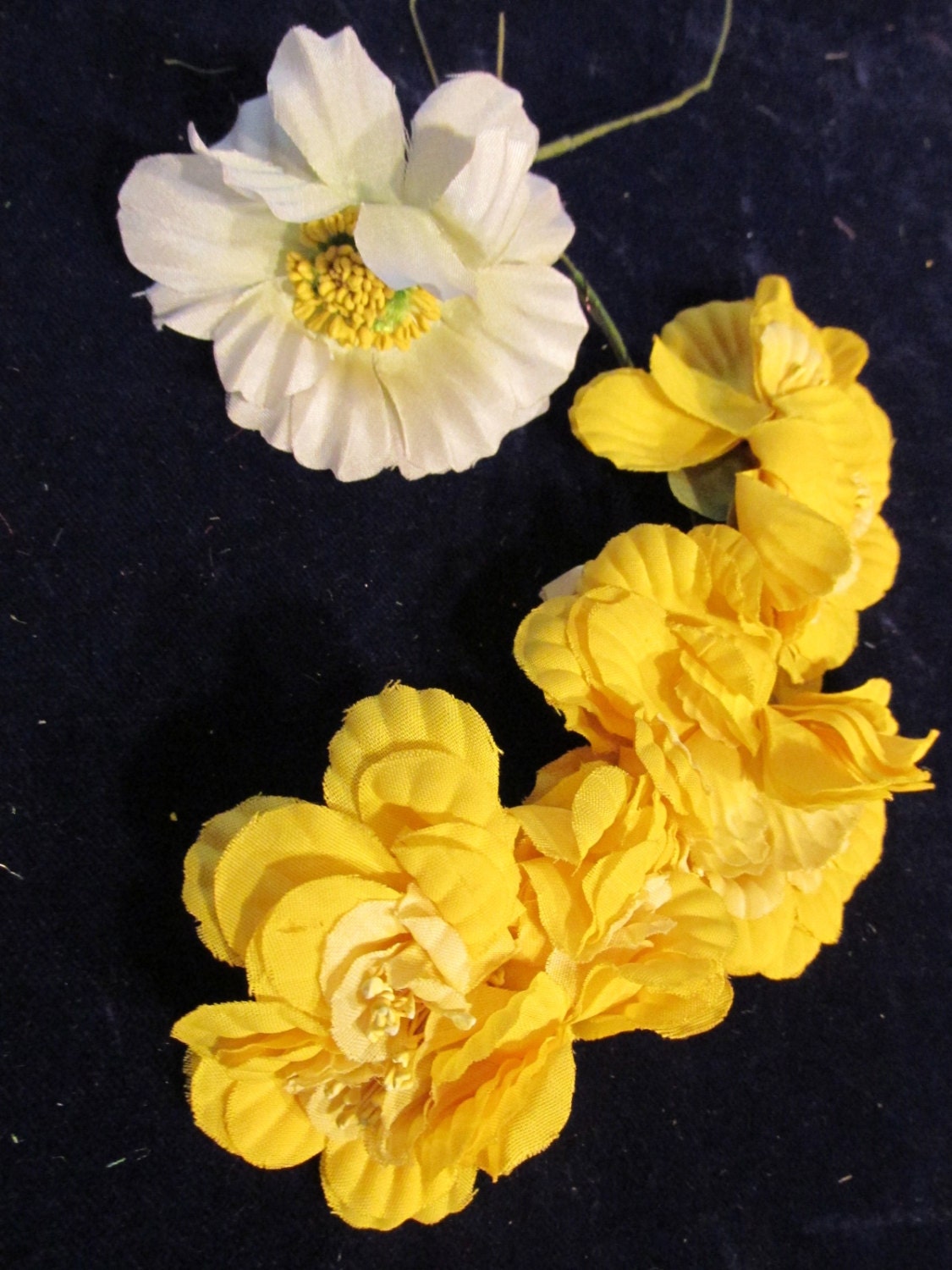 ヴィンテージ　お花 Vintage Millinery Flower Collection Yellow White 1-3