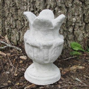 8" Tall Cement Flower Bud Scalloped Top  Fountain Topper Garden Art Concrete Finial Statue