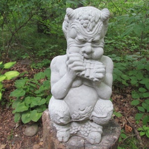 15&quot; Tall Cement Pan Satyr w/Flute Garden Art Concrete Statue Greek Mythology