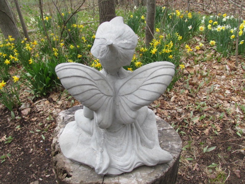 9 /2 Tall Cement Fairy Holding Flower Garden Art Statue | Etsy