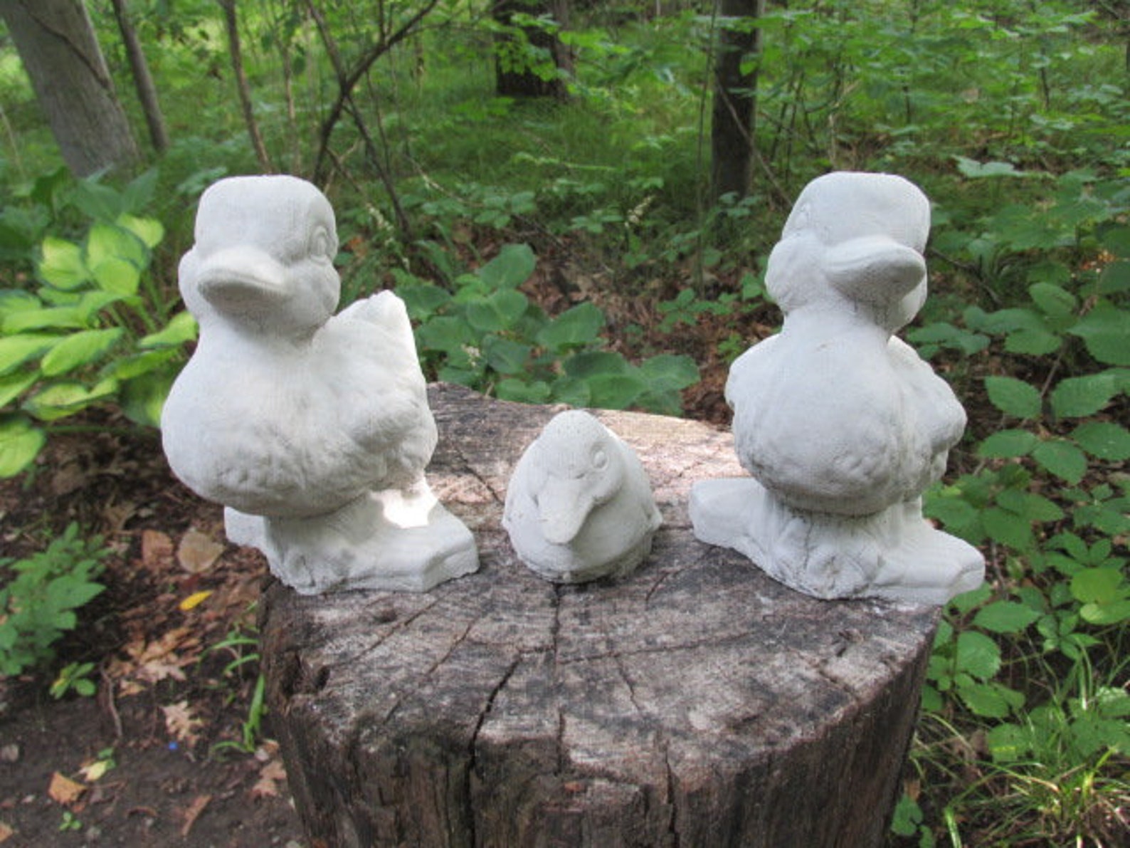 Cute Set of 3 Cement Ducks Garden Statue Concrete Duck Family Etsy