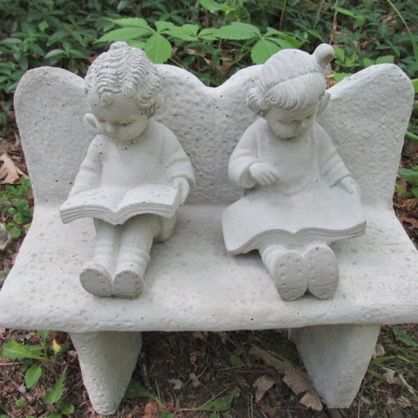 Garden Statue Girl on Bench Etsy