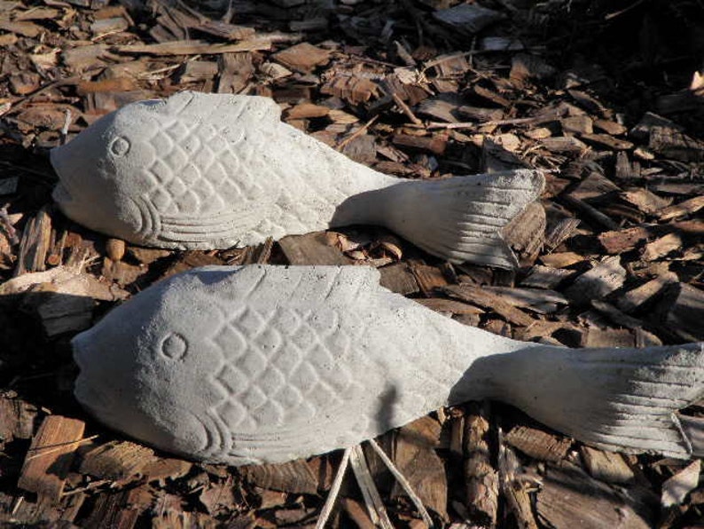 9 Koi Goldfish Fish Lot of 2 Garden Art Cement Concrete Etsy
