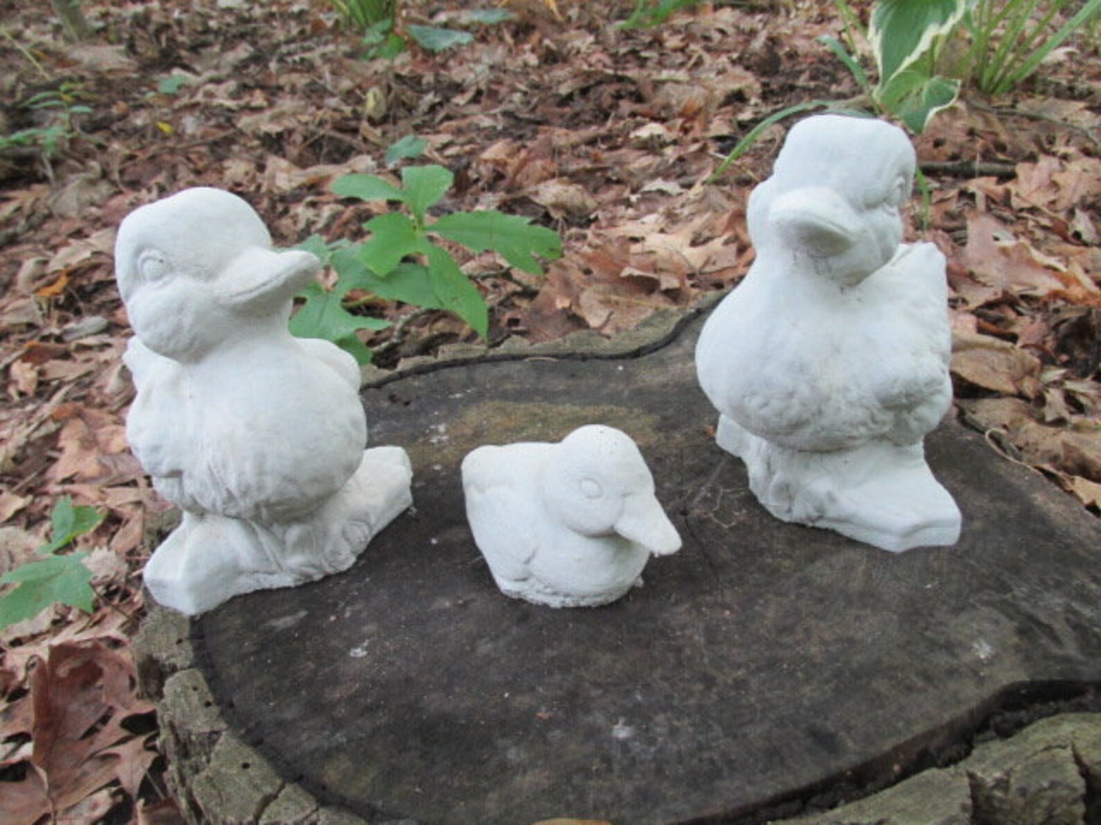 Cute Set of 3 Cement Ducks Garden Statue Concrete Duck Family Etsy