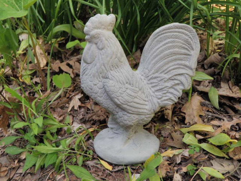 10 Tall Cement Rooster Chicken Garden Art Statue Etsy UK