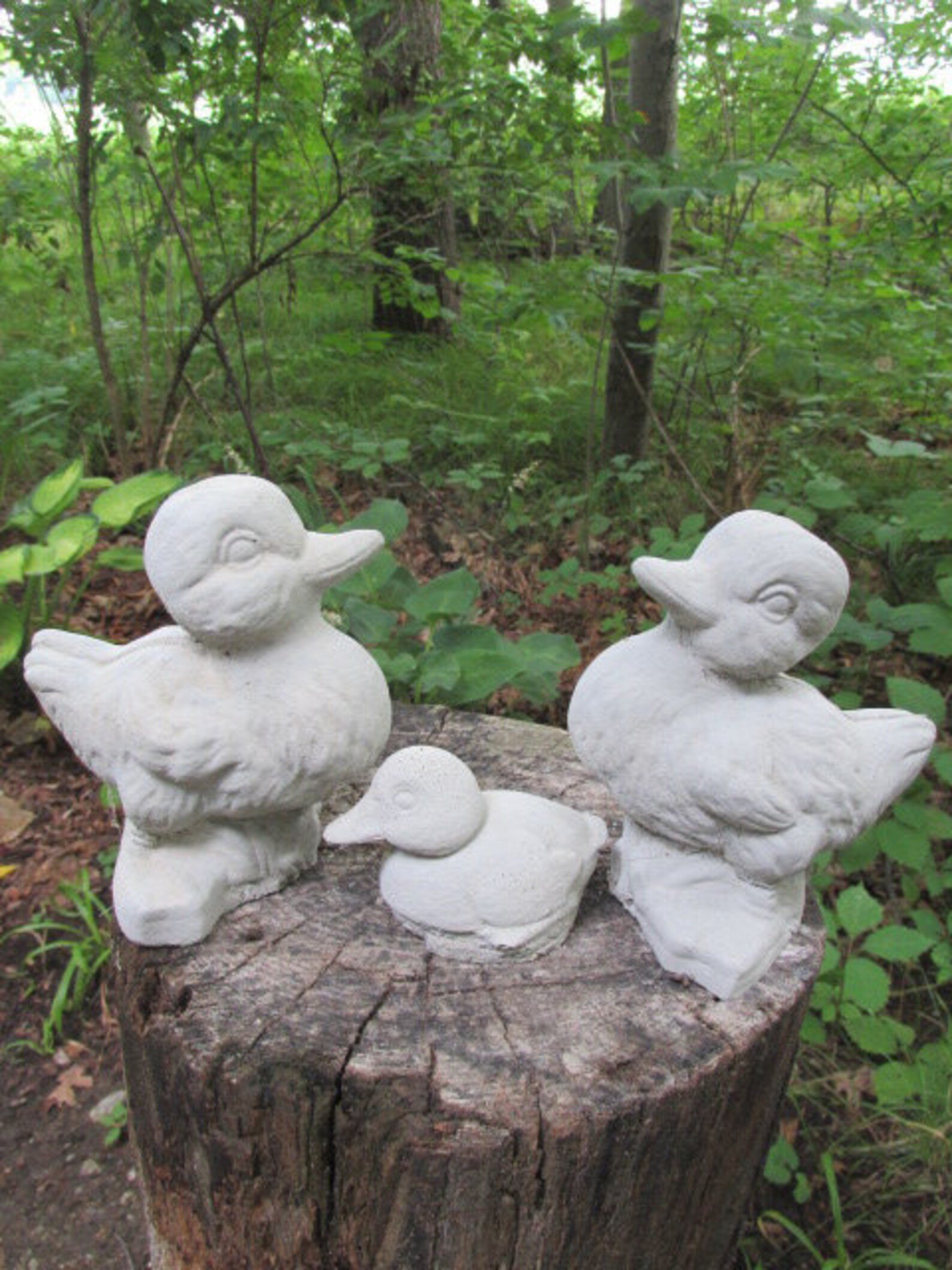 Cute Set of 3 Cement Ducks Garden Statue Concrete Duck Family Etsy