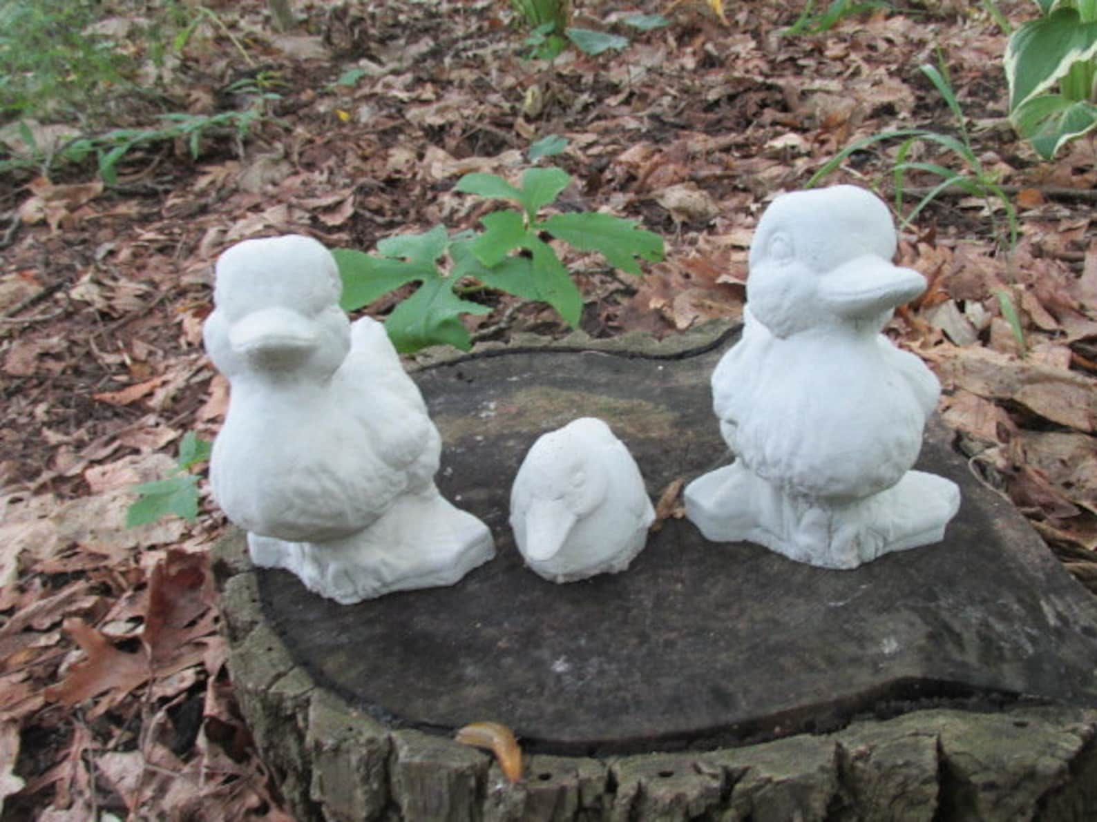 Cute Set of 3 Cement Ducks Garden Statue Concrete Duck Family Etsy