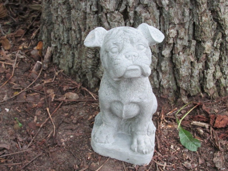 8 Tall Cement Boxer Puppy Dog Garden Art Concrete Statue Etsy