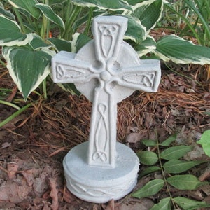 12" Tall Cement Cross Garden Art Statue Concrete Memorial