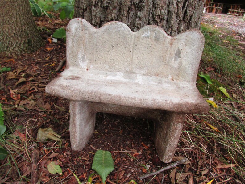 Vintage 12 Long Cement Bench Garden Art Weathered Etsy