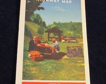 Actual Original Vintage Official April 1 1954 Michigan Highway State Road Map