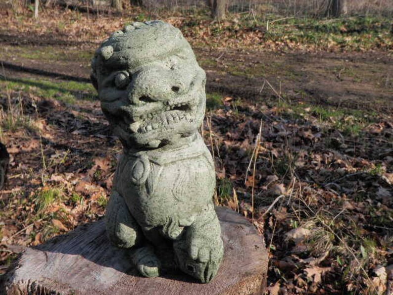 Cement 10 Tall Chinese Foo Dog Garden Art Statue Green | Etsy