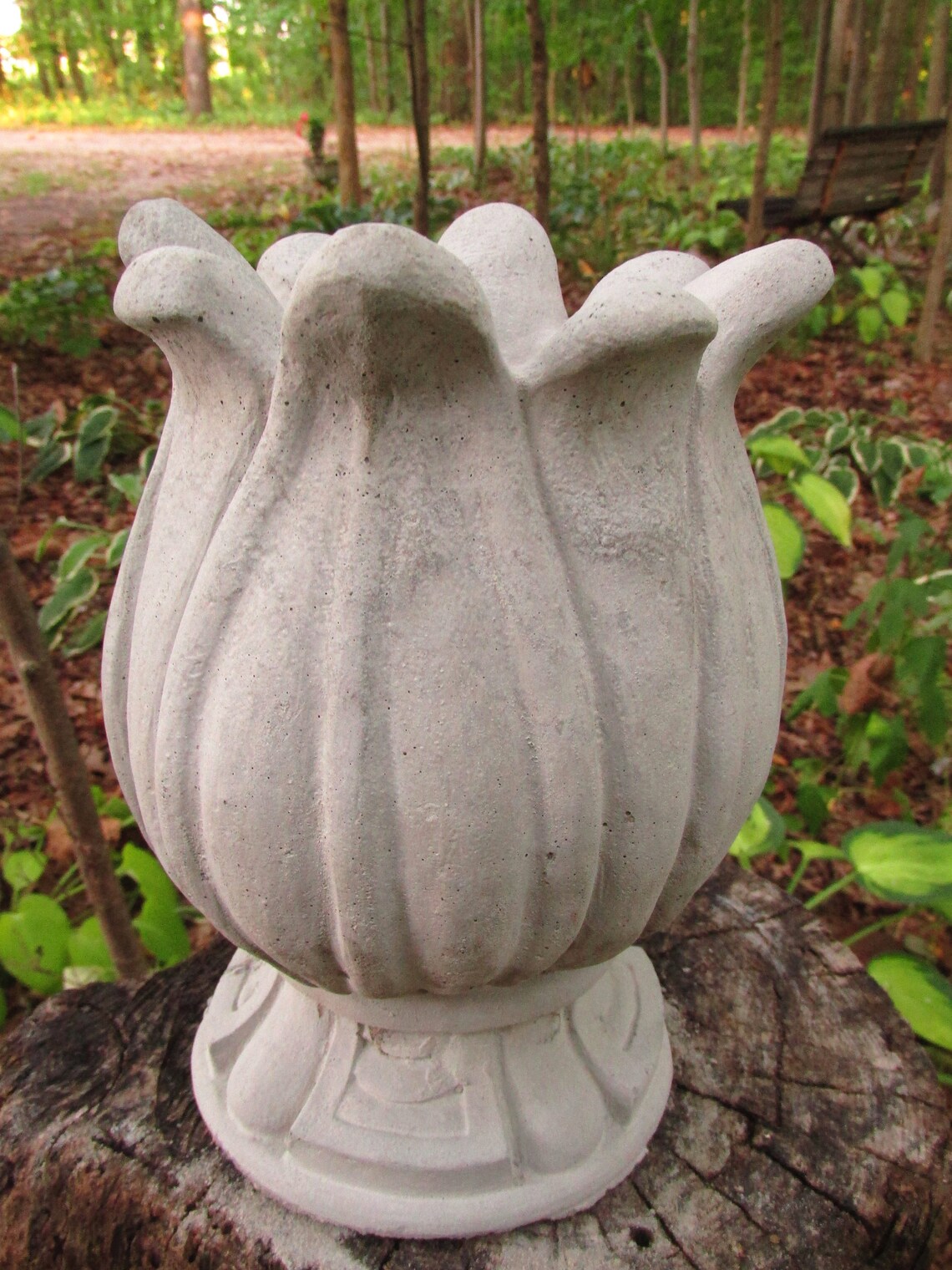 10 1/2 Tall Cement Flower Bud Tulip Fountain Topper Top Etsy