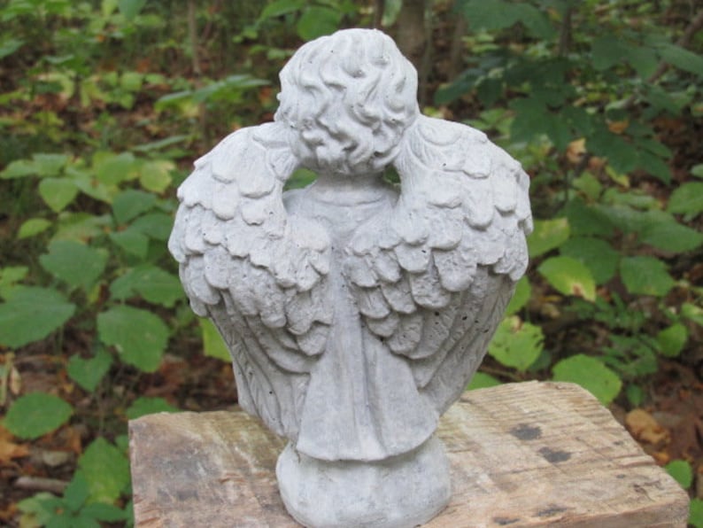 8 Tall Cement Praying Angel Statue Garden Art Concrete Etsy