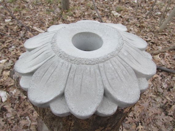 11" Cement Sunflower Planter or Gazing Ball Globe Holder Garden Statue Concrete Daisy