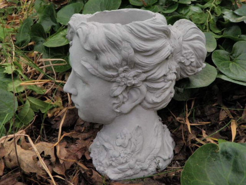 10 Tall Classic Girl Woman Head Planter Garden Art Etsy