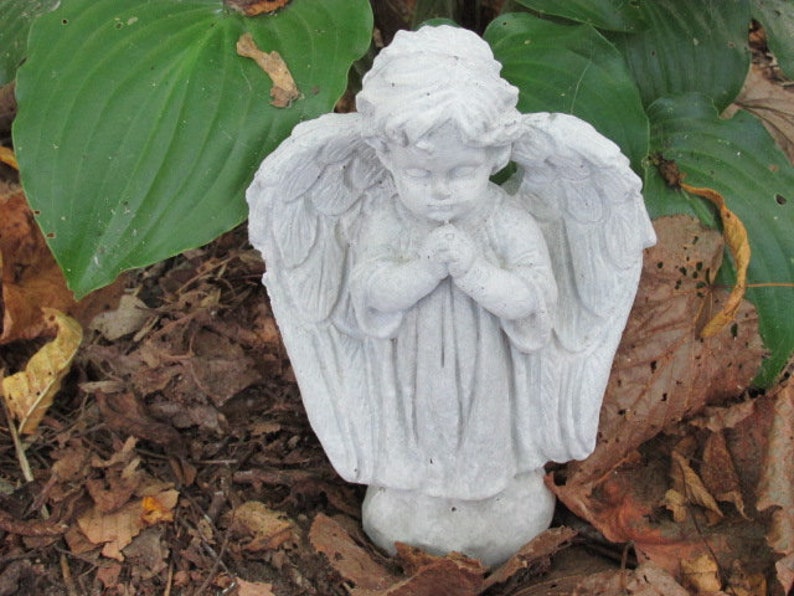 8 Tall Cement Praying Angel Statue Garden Art Concrete Etsy