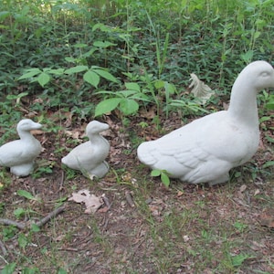 Large 14" Cement Duck Family Concrete Garden Art Statue Lot of 3
