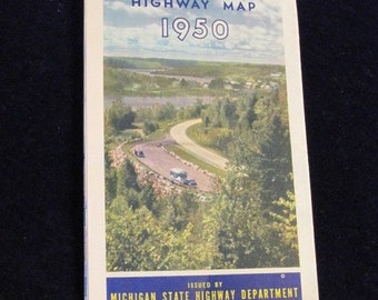 Actual Original Vintage Official July 1 1950 Michigan Highway State Road Map