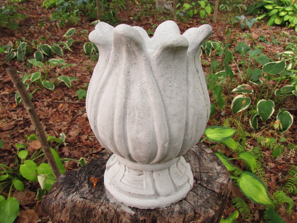 10 1/2 Tall Cement Flower Bud Tulip Fountain Topper Top Etsy