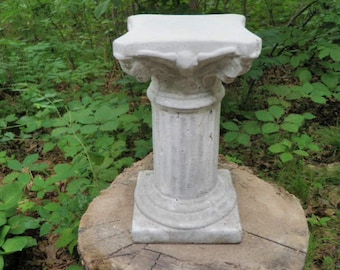8 1/2" Tall Cement Pedestal Stand Garden Statue Concrete