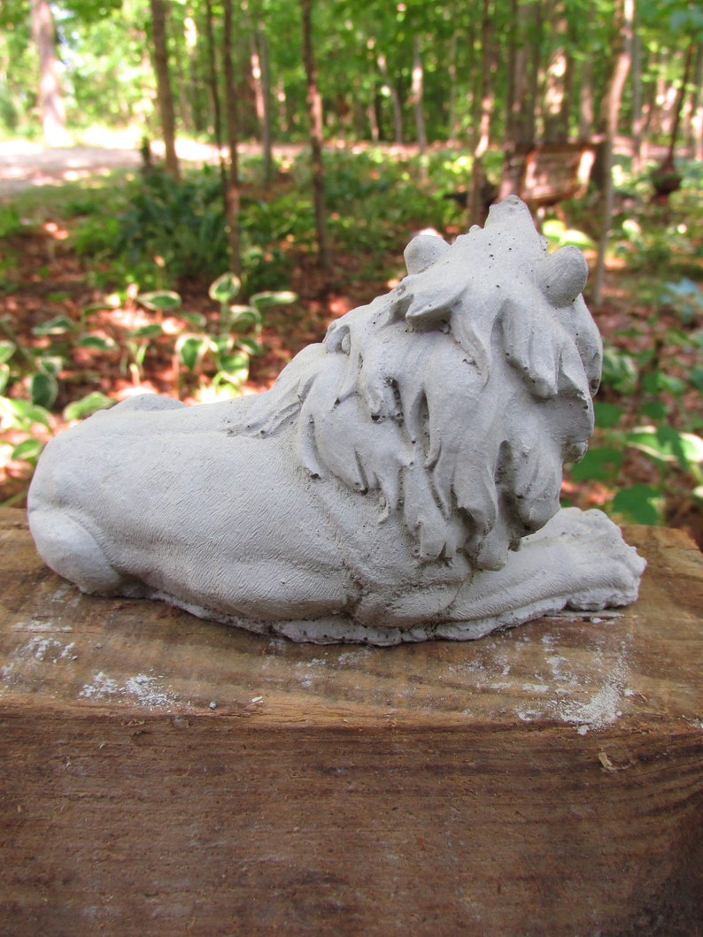 6 Cement Lion Lying Down Garden Art Concrete Statue Leo Etsy