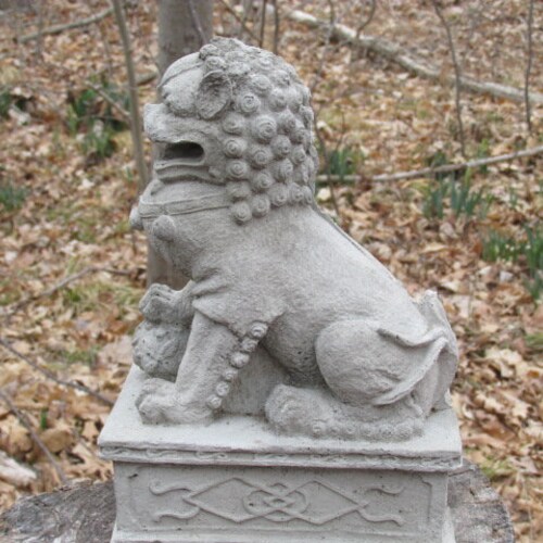 Cement 10 Tall Chinese Foo Dog Garden Art Statue Green Etsy
