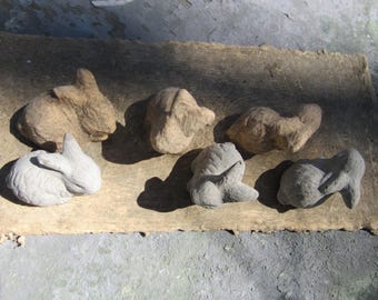 3 Tiny Super Cute Bunny Rabbit Statue Latex Cement Mold ONLY 1 1/2-2" Tall