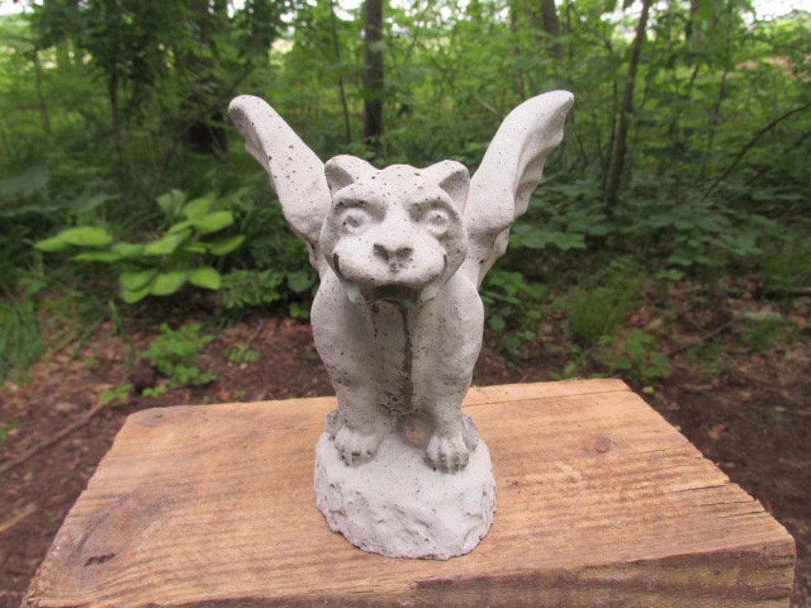 6 Tall Cement Gargoyle Garden Art Concrete Statue Yard Etsy