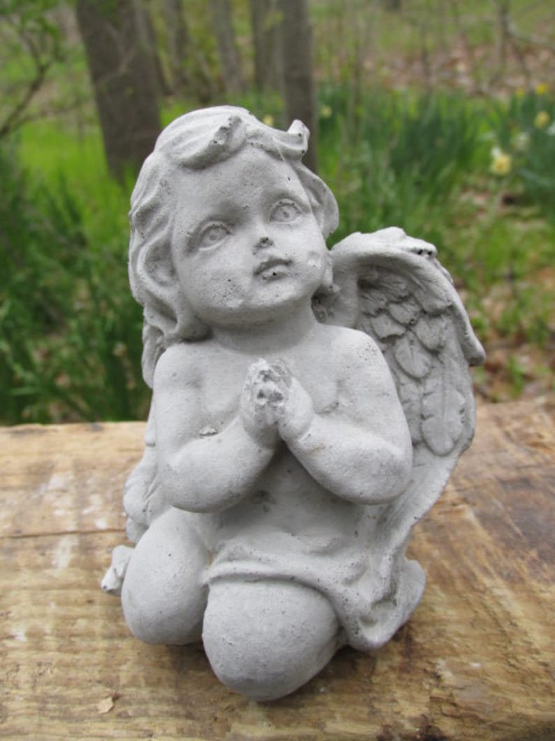 4 1/2 Tall Cement Angel Garden Art Concrete Hope Statue Etsy