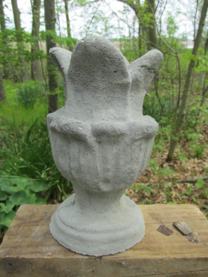 8 Tall Cement Flower Bud Scalloped Top Fountain Topper Etsy