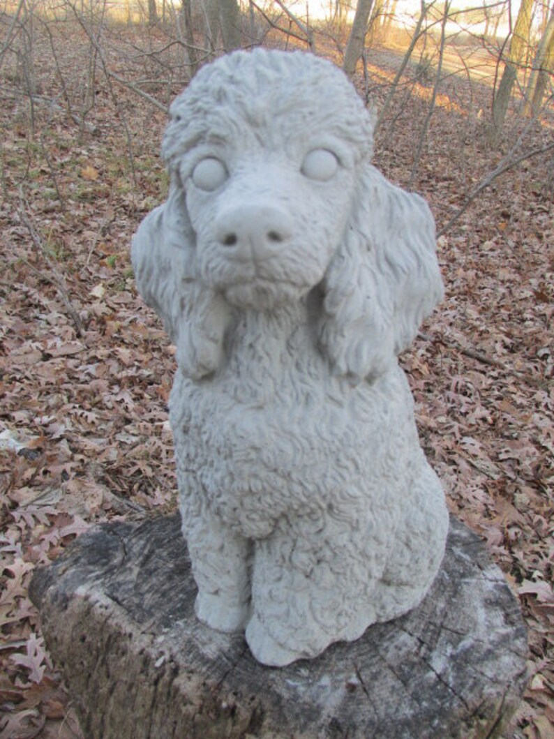 12 Tall Cement Poodle Dog Garden Art Concrete Statue Etsy