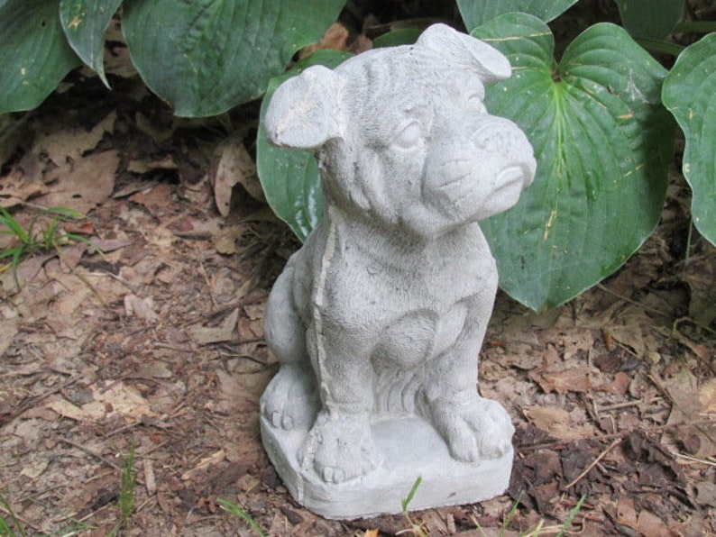8 Tall Cement Boxer Puppy Dog Garden Art Concrete Statue Etsy