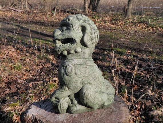 Cement 10 Tall Chinese Foo Dog Garden Art Statue Green - Foo Dog Statue Garden Cement 10 Tall Chinese Foo Dog Garden Art Statue Green - Foo Dog Statue Garden