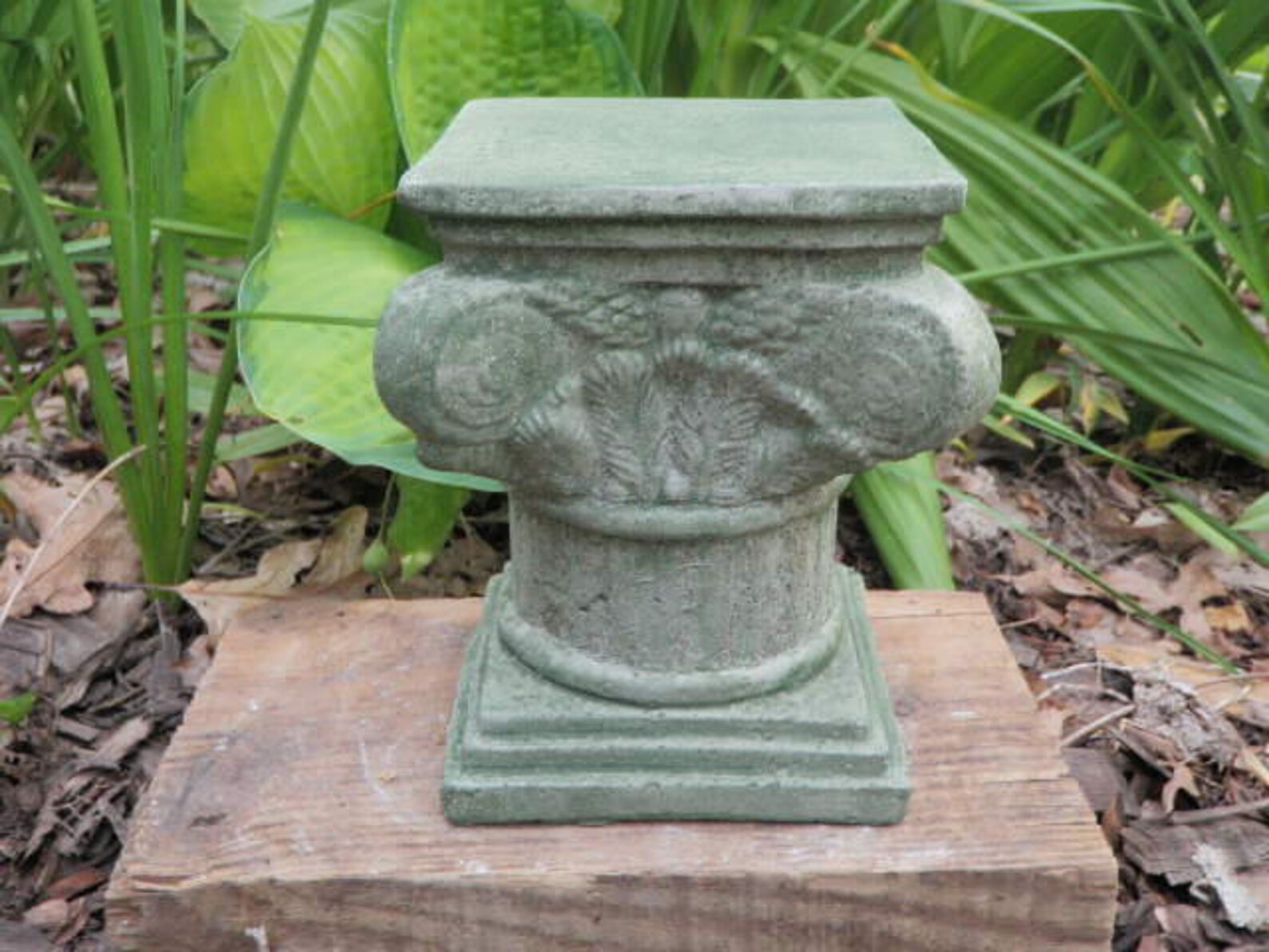 6 Tall Green Cement Pedestal Garden Concrete Statue Etsy