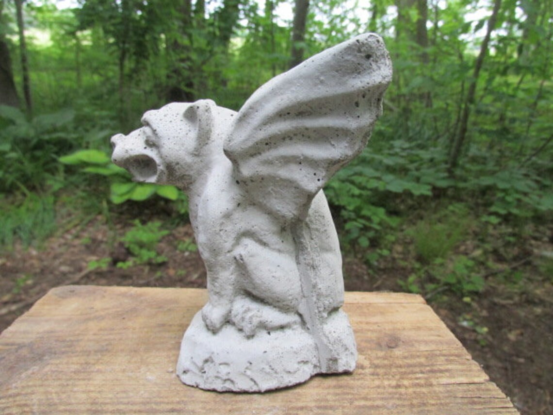 6 Tall Cement Gargoyle Garden Art Concrete Statue Yard Etsy