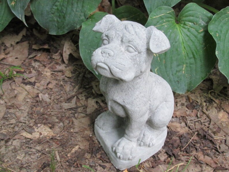 8 Tall Cement Boxer Puppy Dog Garden Art Concrete Statue Etsy