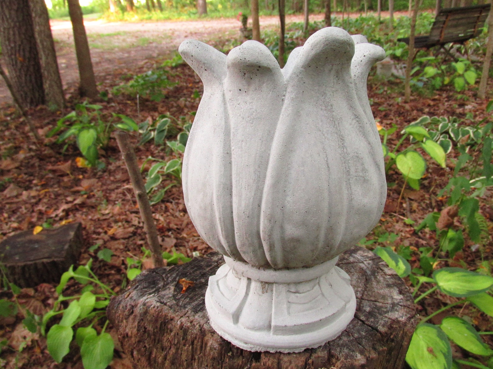 10 1/2 Tall Cement Flower Bud Tulip Fountain Topper Top Etsy
