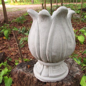 10 1/2" Tall Cement Flower Bud Tulip Fountain Topper Top Garden Art Concrete
