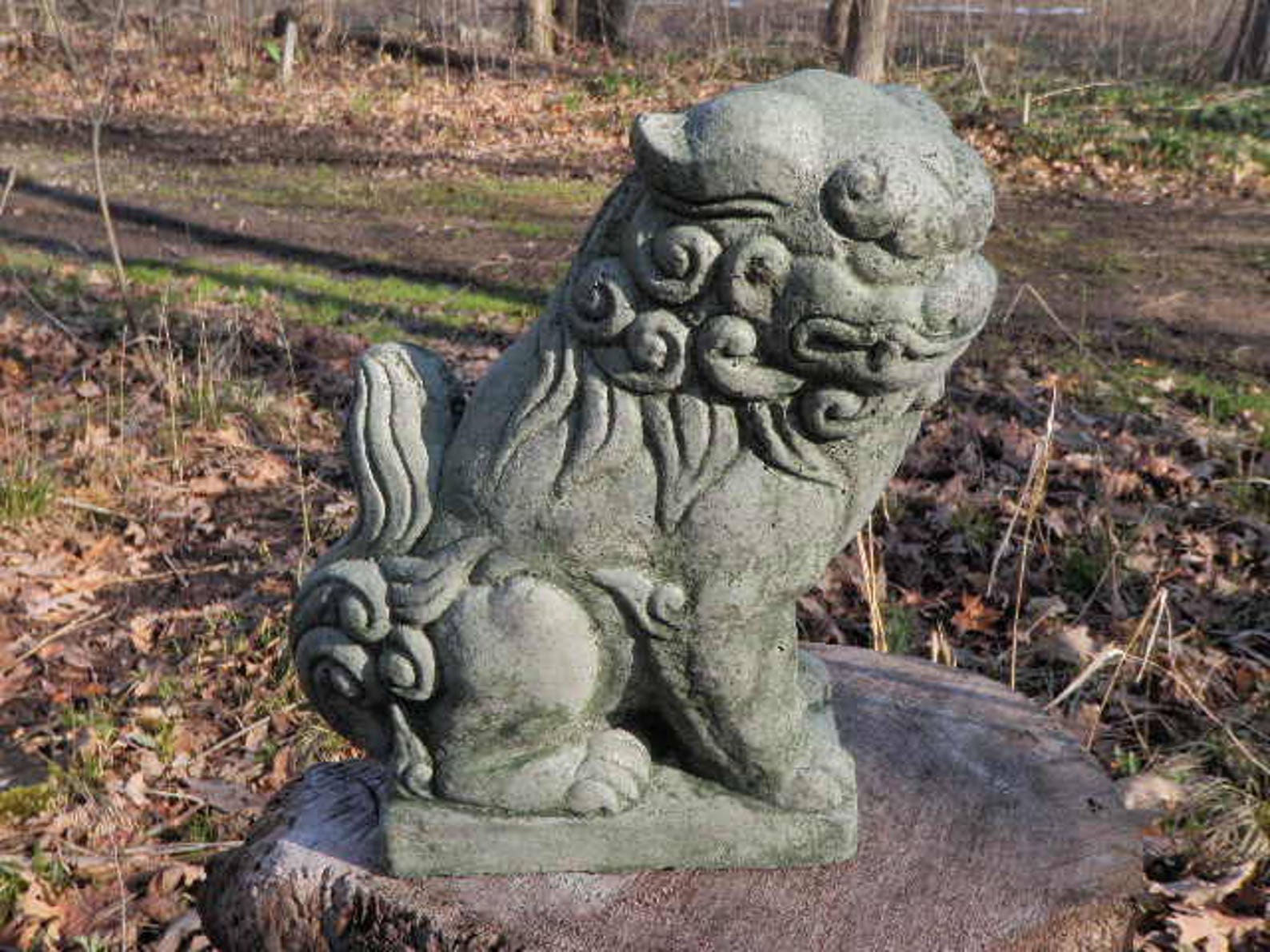 Cement 10 Tall Chinese Foo Dog Garden Art Statue Green | Etsy