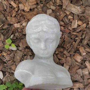 9 Antiqued Gray & White Cement Female Bust Sculpture - Etsy