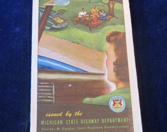 Actual Original Vintage Official April 1 1948 Michigan Highway State Road Map