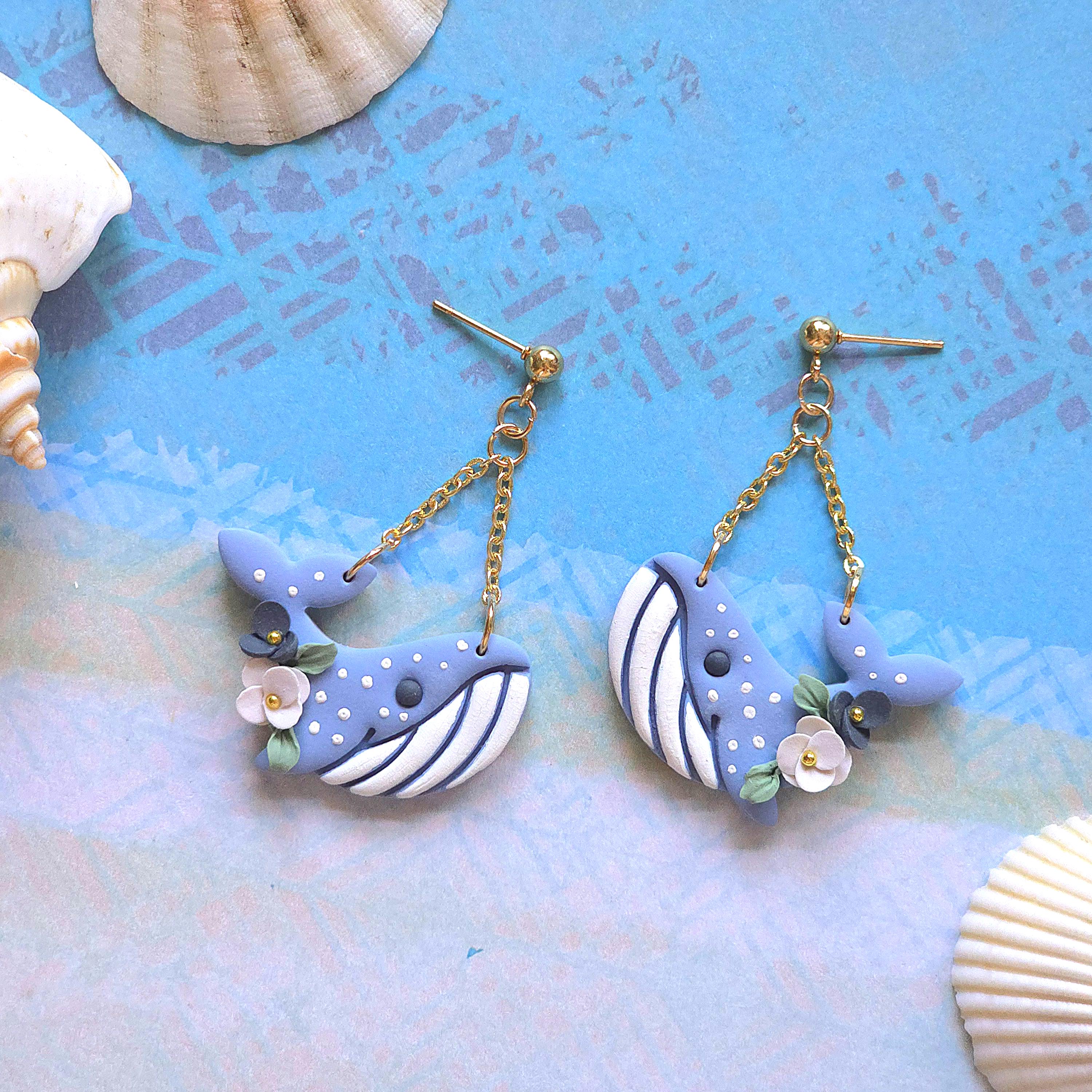 Humpback Whale Earrings, Handmade Nautical Chic Jewelry, Ocean Theme Accessories, Cute Gift for Ocean Lover, Beachy Jewelry for Vacation