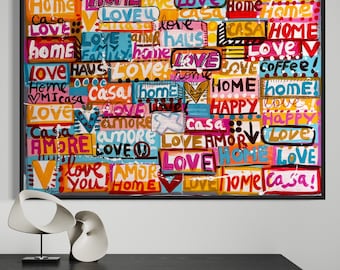 Love mi Casa 3. Original artwork 100% Hand Painted, Original Painting, Graffiti Art, Pop Art Painting, Wall Decor