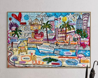 Miami me conquistó!Mercedes Lagunas obra de arte original, 100% pintado a mano, pintura original, pintura de paisaje.