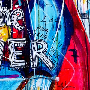 Soy 1 Superman.Mercedes Lagunas Superman original Painting, Graffiti Art, Pop Art Painting, Wall Decor image 9