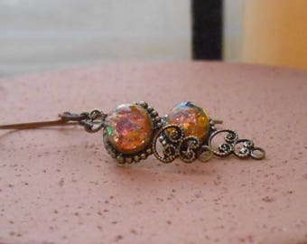 Vintage Pink Faux Opal Earrings