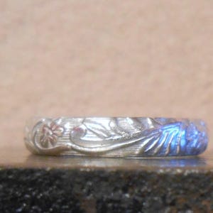 Sterling Silver Floral Pattern Band Ring, also Available in 14kt Gold Filled image 1