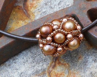 Freshwater Pearl and Copper Beaded Bead Pendant