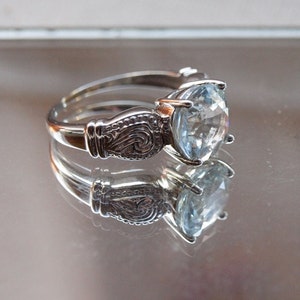 Aquamarine Ring in White Gold Size 8 image 1